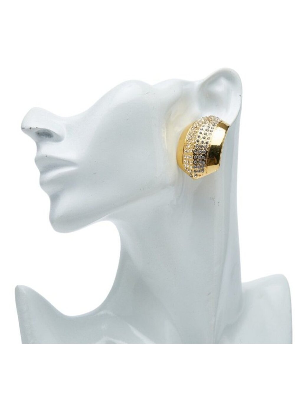 Celine Vintage Earrings Gold Line Stone Plated - Picture 5 of 5